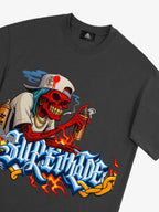 Street Skull Graffiti Artist Flame Flower Font T-Shirt