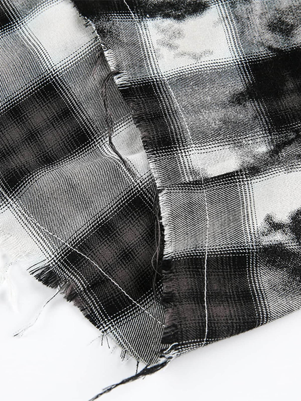 Vintage Wash Plaid Spray Dye Raw Hem Shirt