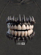 Dark Monster Teeth Graphic Cropped Hoodie