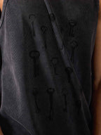 Washed Distressed Key Print Vest