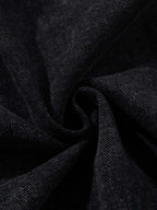 Vintage Washed Denim Metal Toggle Detail Pullover Hoodie
