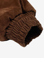 Streetwear Metal Clip Faux Fur Hooded Suede Bomber Jacket - 2597