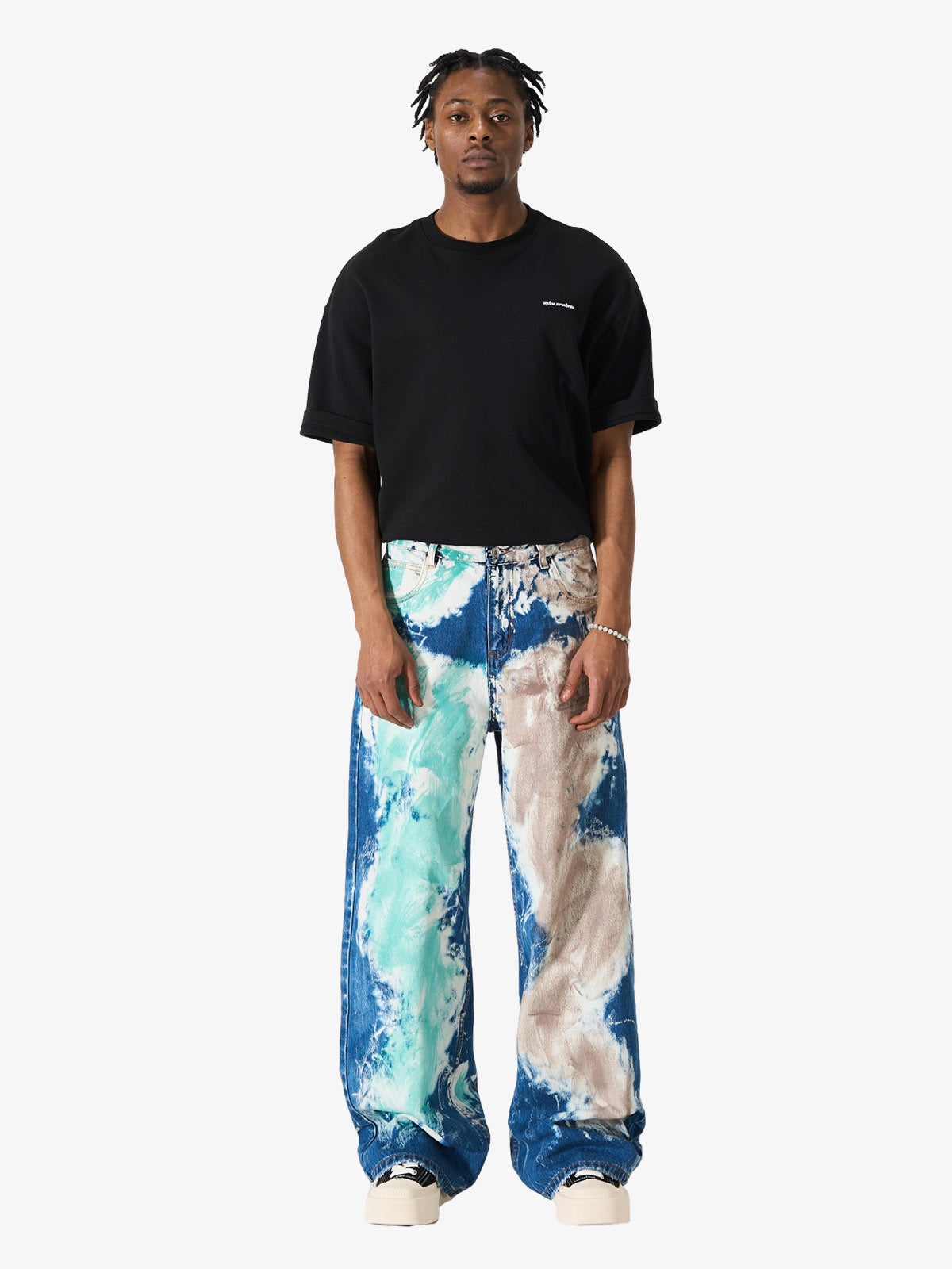 Artistic Brushstroke Hand-Painted Effect Jeans