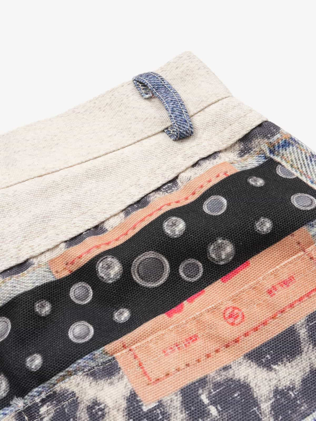 Vintage Leopard 3D Print Double Waistband Washed Jeans