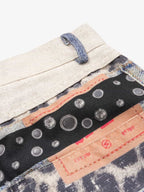 Vintage Leopard 3D Print Double Waistband Washed Jeans