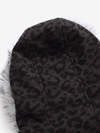 Retro Faux Fur Trimmed Hood Leopard Print Bomber Jacket