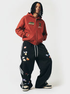 Street Patterned Striped Barrel Casual Pants