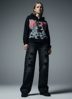 Vintage Washed Distressed Metal Ring Baggy Jeans