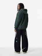 Suede Letter Embroidered Cropped Zip-Up Hoodie