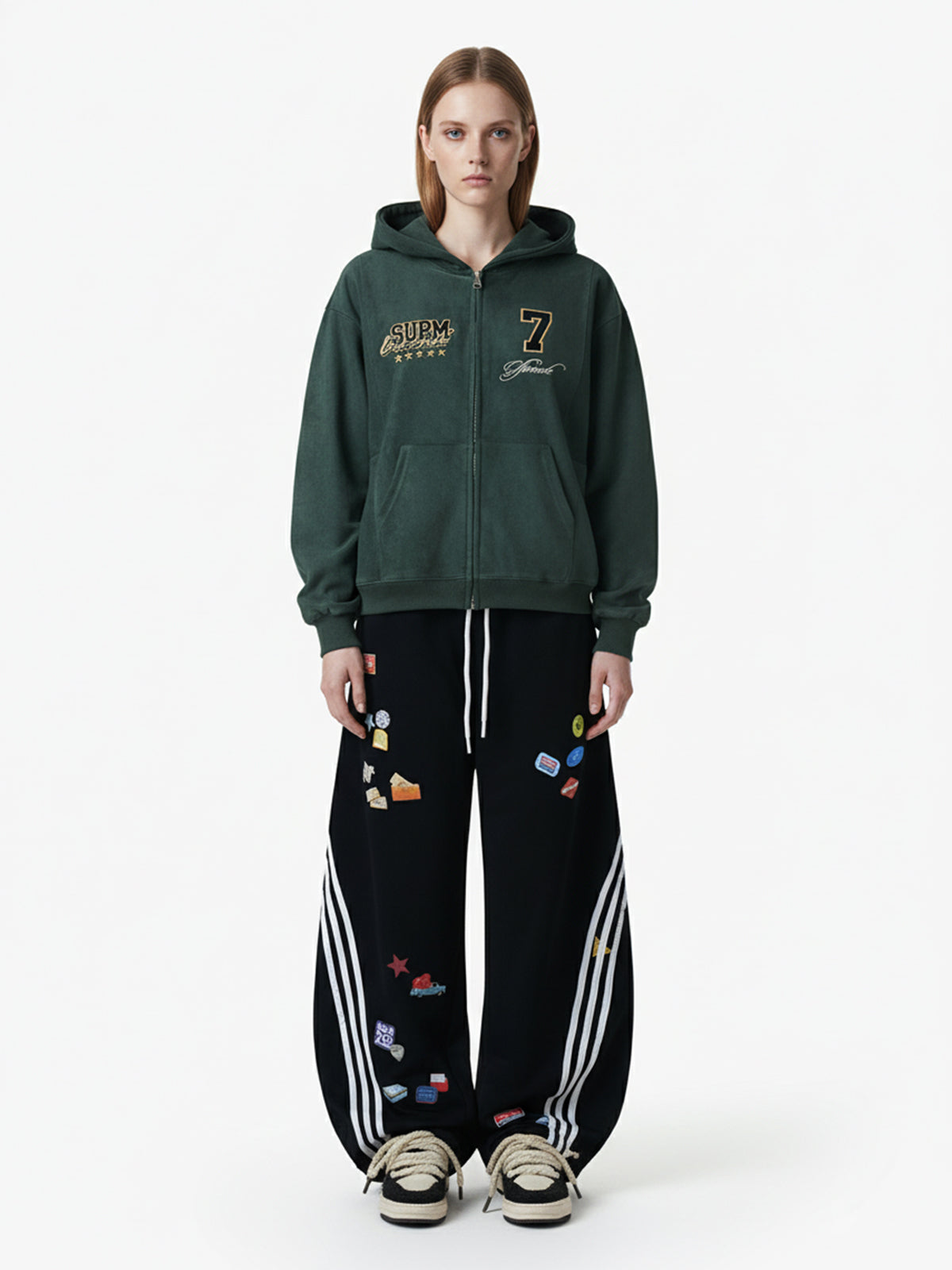 Street Patterned Striped Barrel Casual Pants