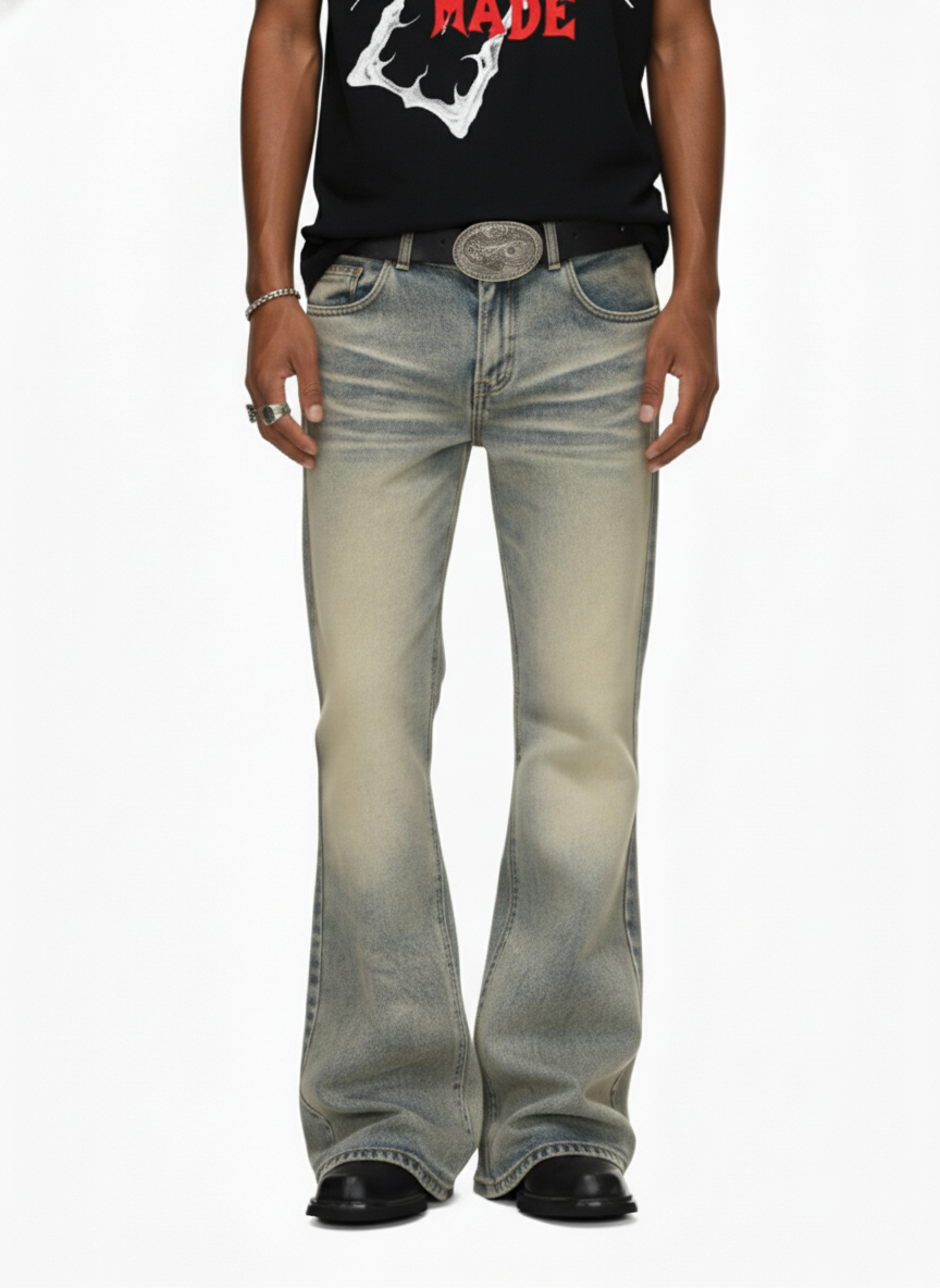 Vintage Washed Flare Jeans
