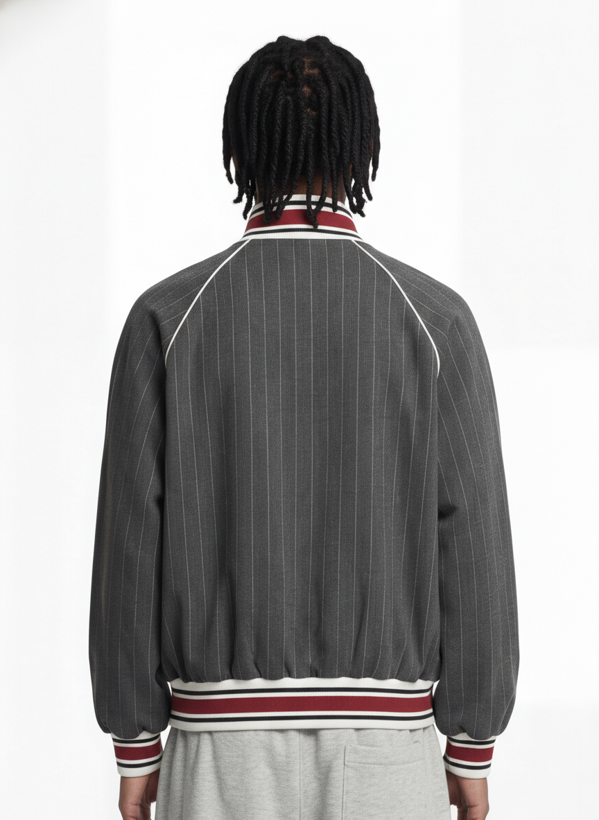 Pinstripe Vertical Embroidery Track Jacket