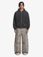 Street Leopard Camouflage Pleated Barrel Jeans