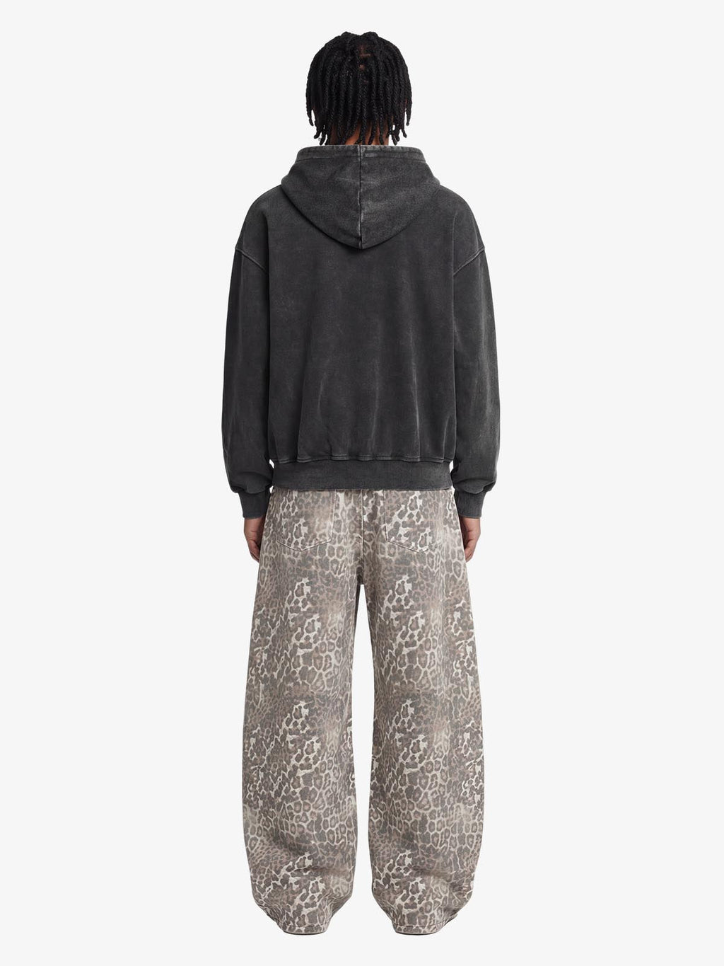 Street Leopard Camouflage Pleated Barrel Jeans