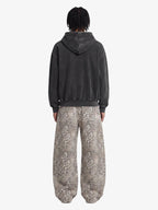 Street Leopard Camouflage Pleated Barrel Jeans