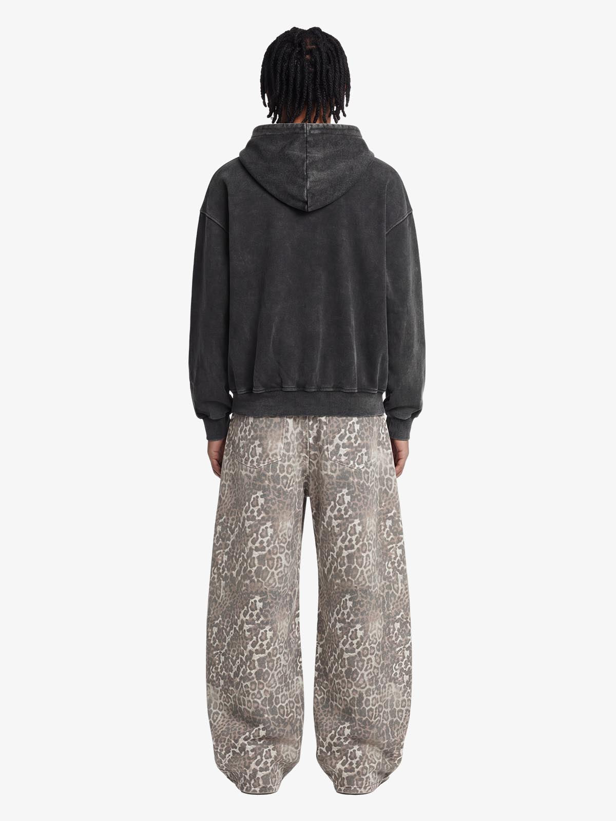 Street Leopard Camouflage Pleated Barrel Jeans