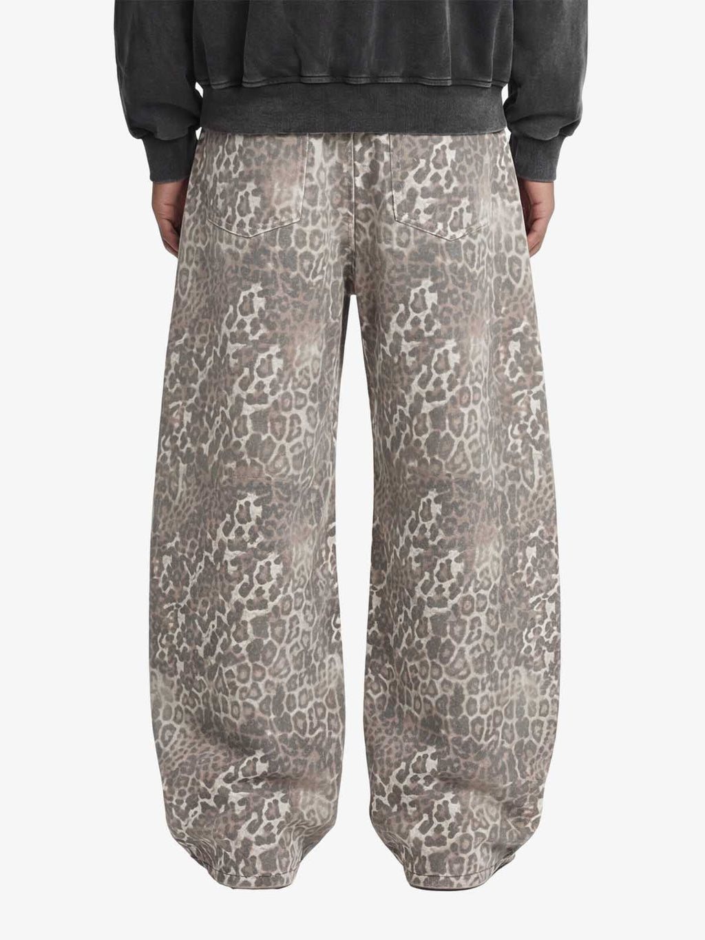 Street Leopard Camouflage Pleated Barrel Jeans