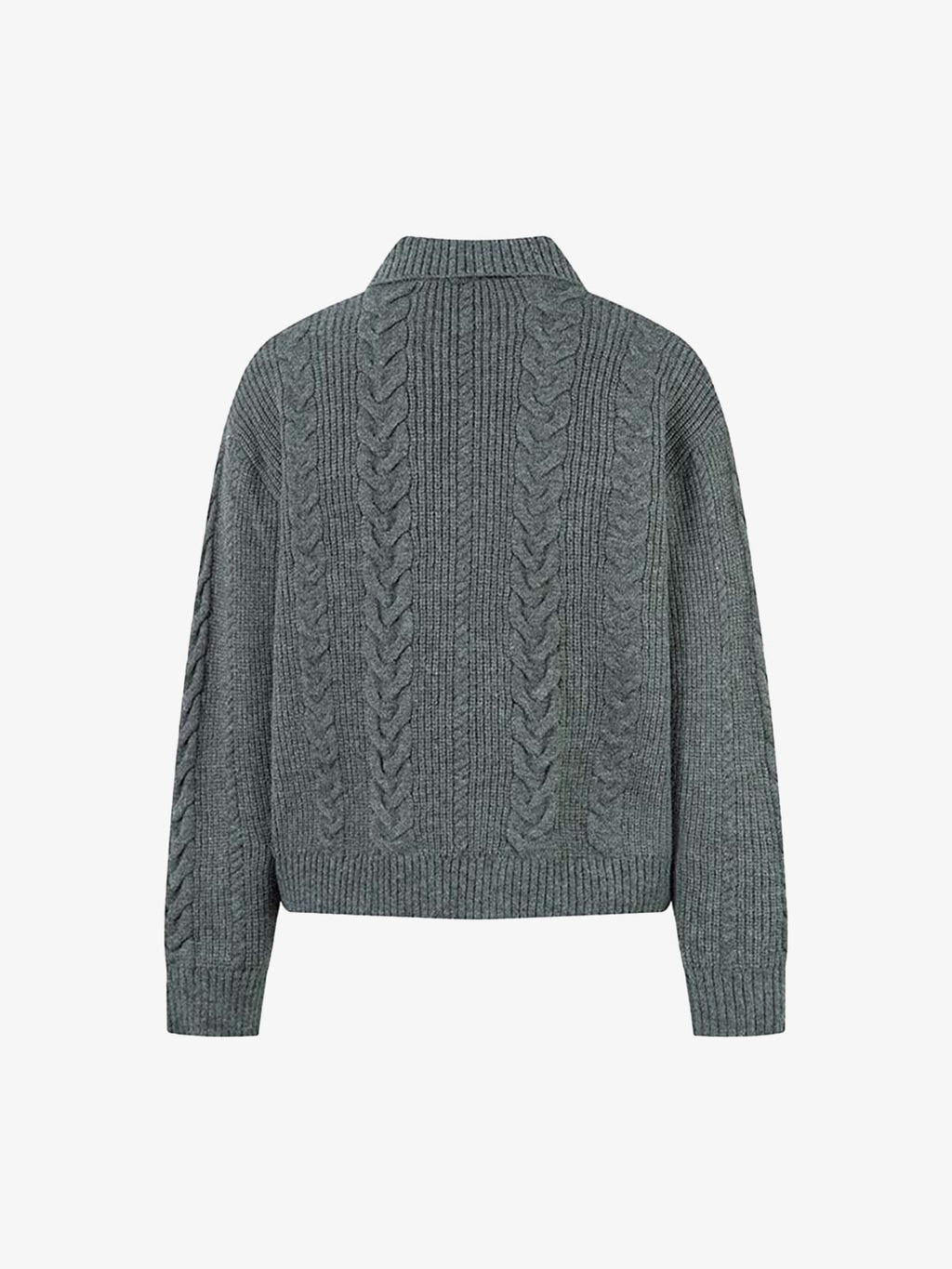 Knitted Vintage Floral Wheat Ear Pattern Double Zip Sweater