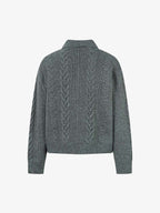 Knitted Vintage Floral Wheat Ear Pattern Double Zip Sweater
