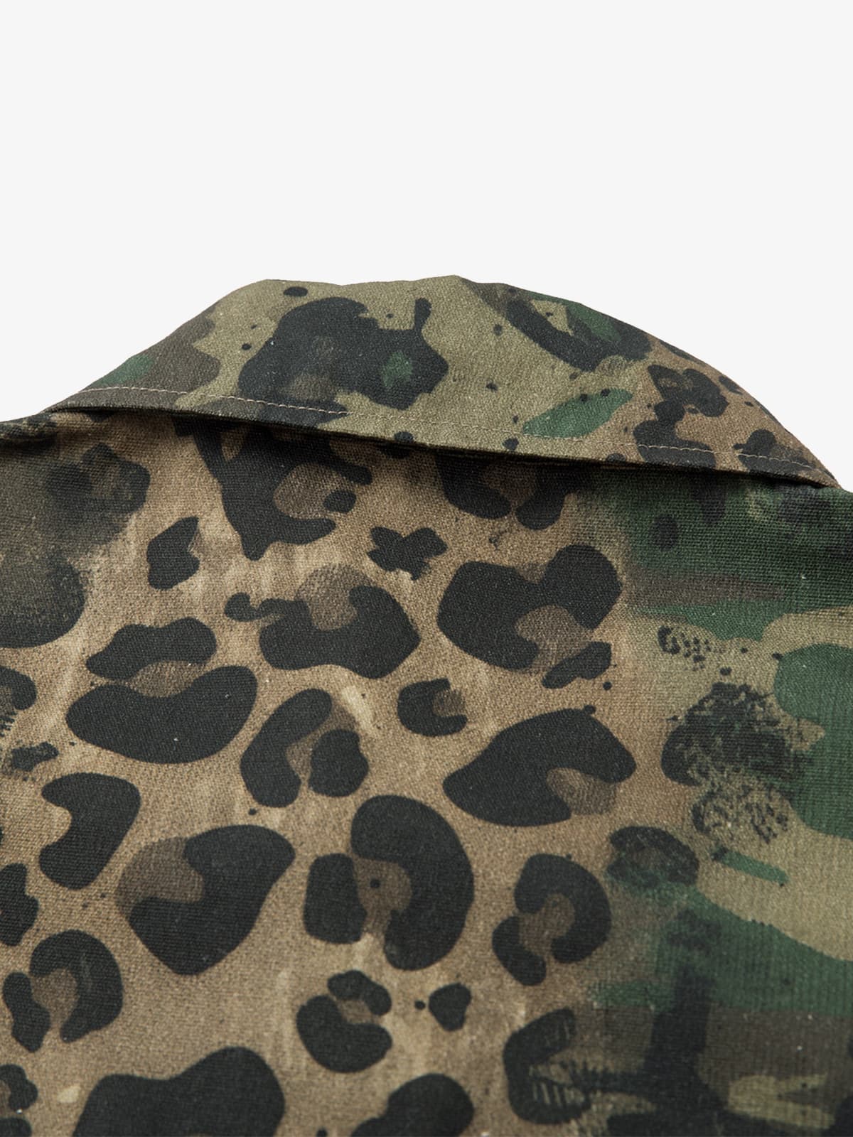 Camo Leopard Patchwork Button Up Shirt