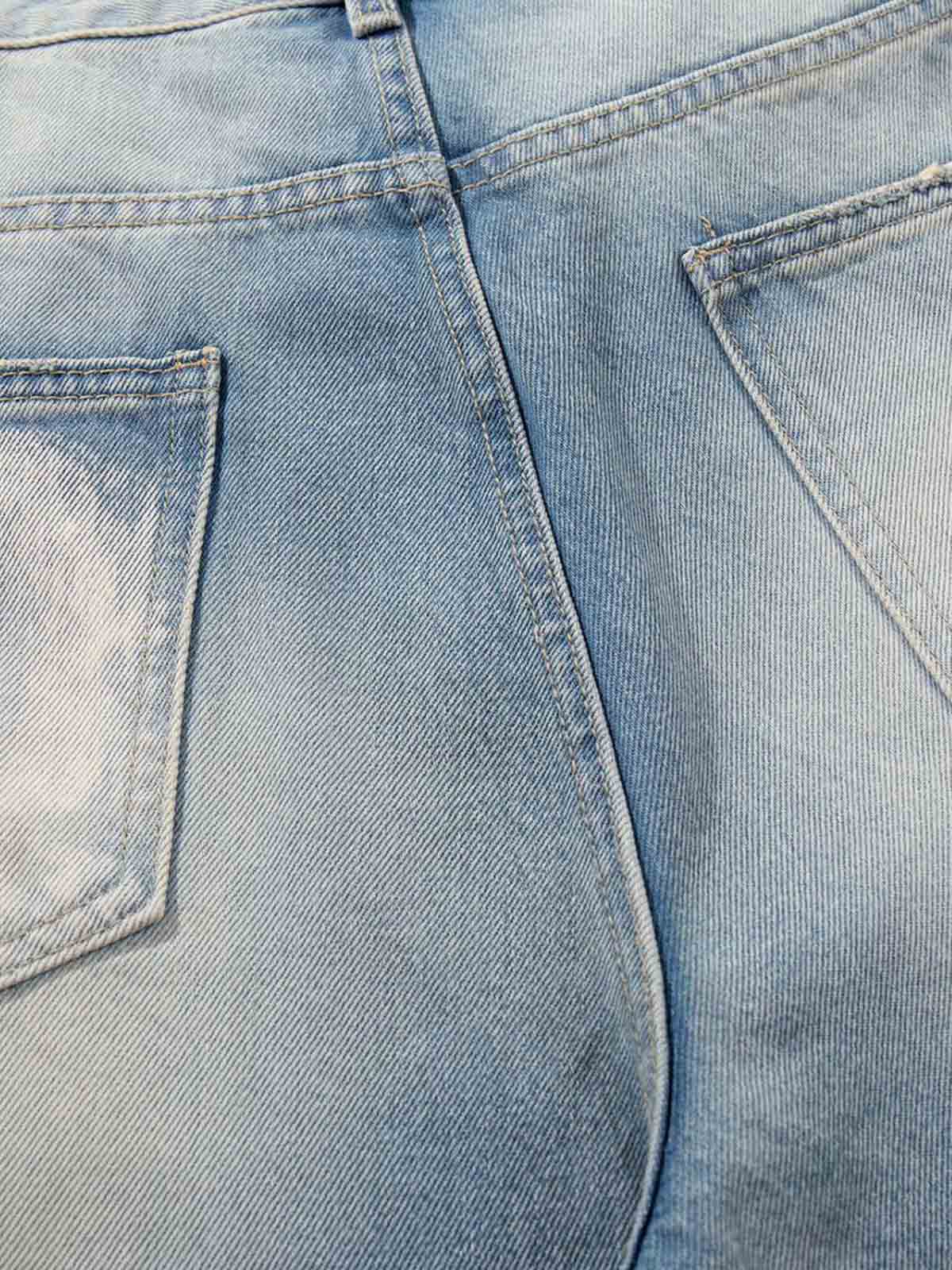 Bleach Wash Wide Leg Denim Jeans