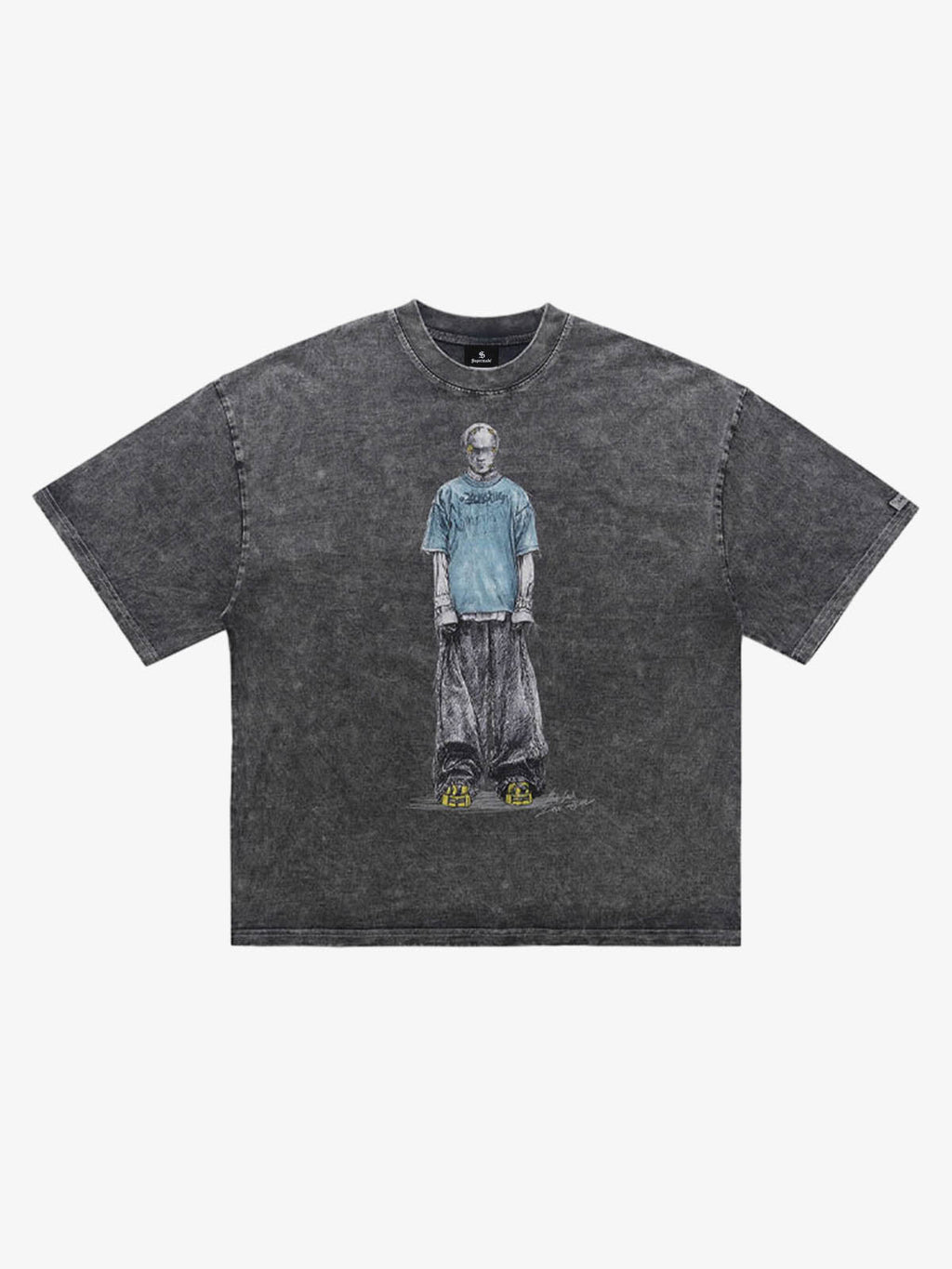 Vintage Washed Skeleton Graphic Oversized T-Shirt