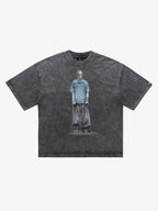Vintage Washed Skeleton Graphic Oversized T-Shirt