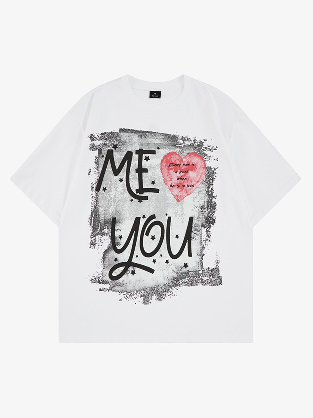 Grunge “ME YOU” Heart Graphic T-Shirt