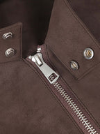 Suede Studded Zip Up Jacket