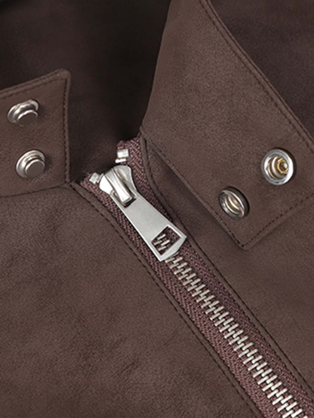 Suede Studded Zip Up Jacket