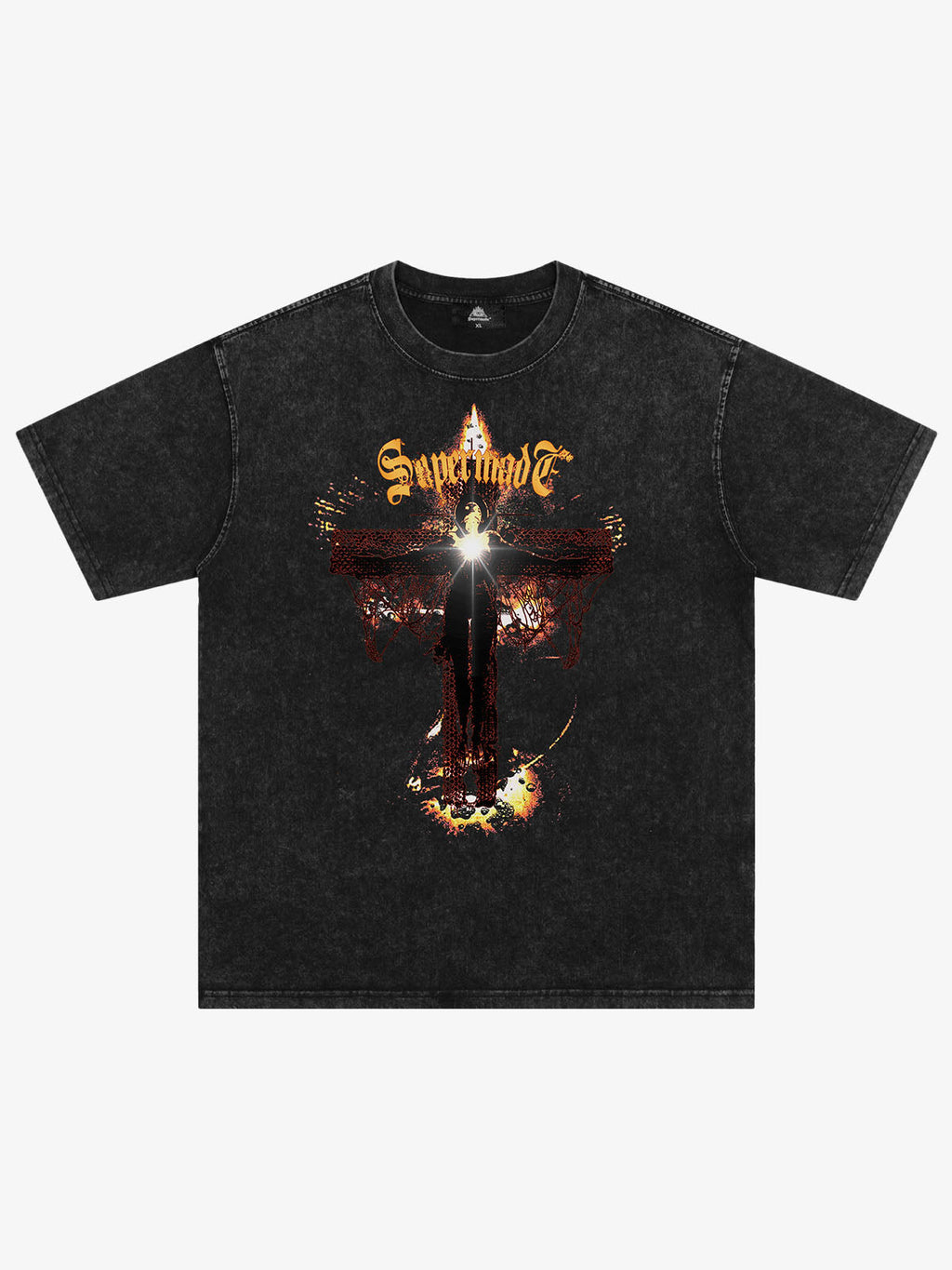 Washed Gothic Cross Graphic T-Shirt