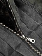 Vintage Distressed Pleated Shearling Collar Fleece Jacket