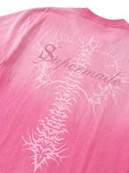 Acid Wash Gothic Cross Spine Graphic Distressed T-Shirt - 2604