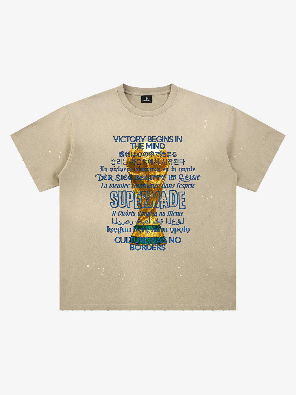 Washed World Cup Trophy Multi-Language Graphic T-Shirt