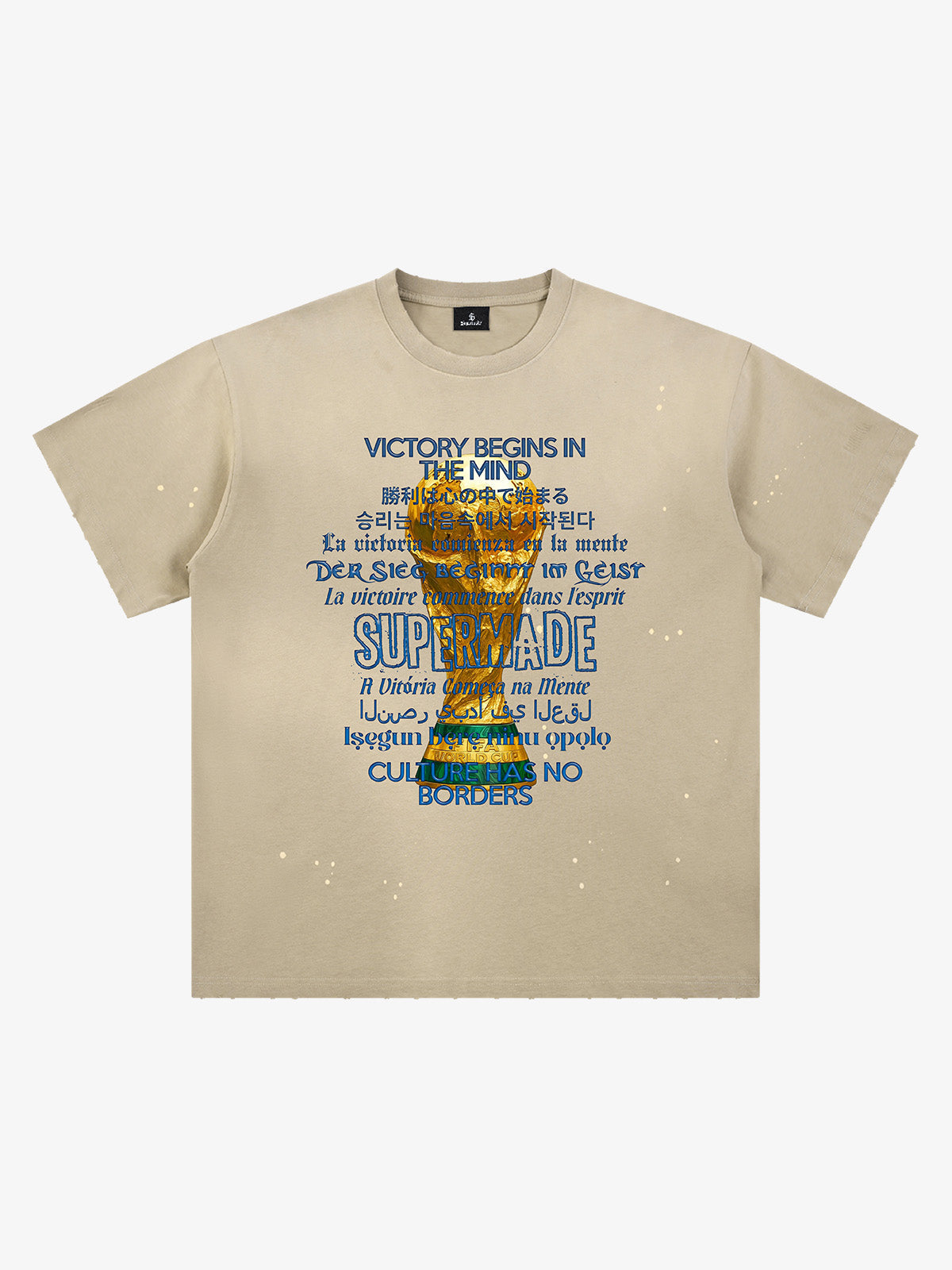 Washed World Cup Trophy Multi-Language Graphic T-Shirt