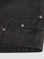 Washed Distressed Paint Effect Canvas Wide Leg Pants