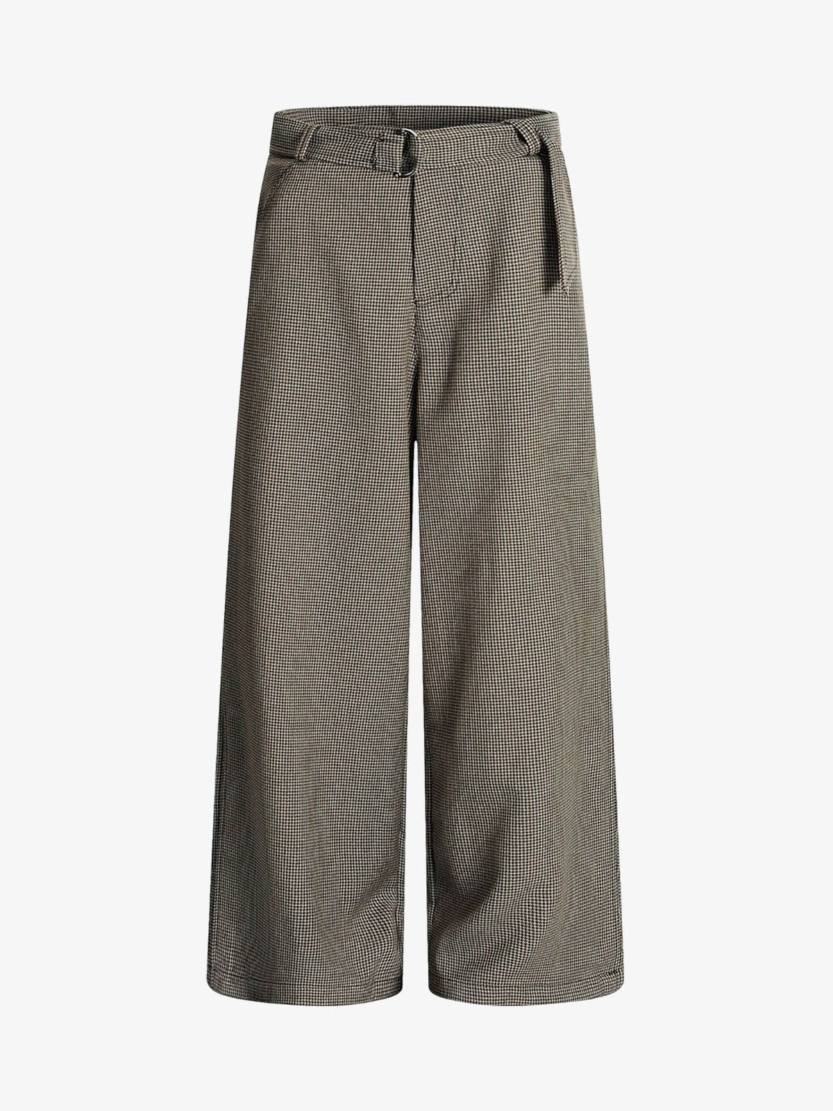 Belted Houndstooth Blazer Pants