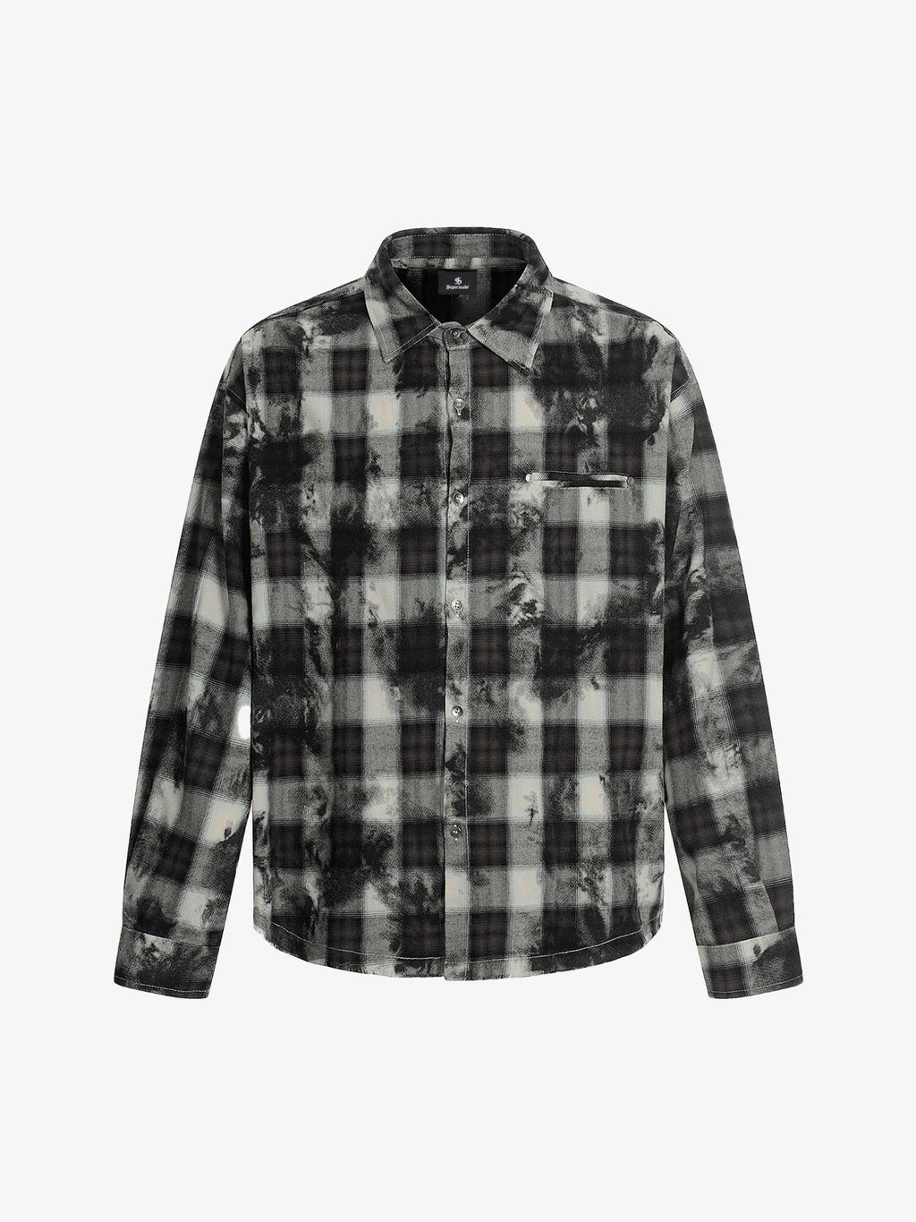 Vintage Wash Plaid Spray Dye Raw Hem Shirt