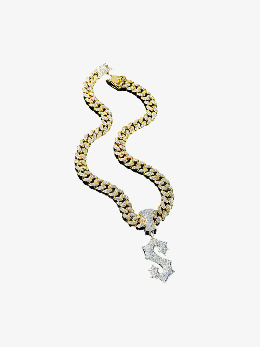 Cuban Chain Letter S Pendant Necklace