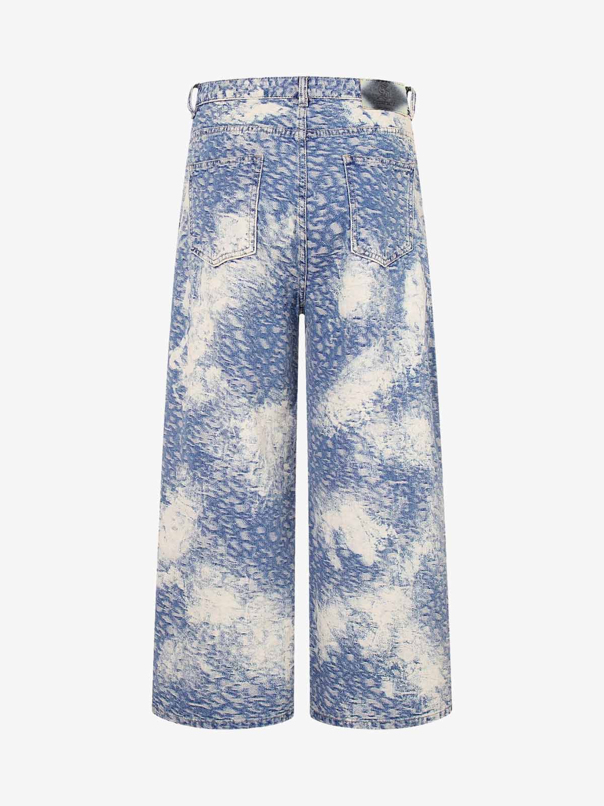 Cloud Texture Jacquard Effect Wide-Leg Jeans