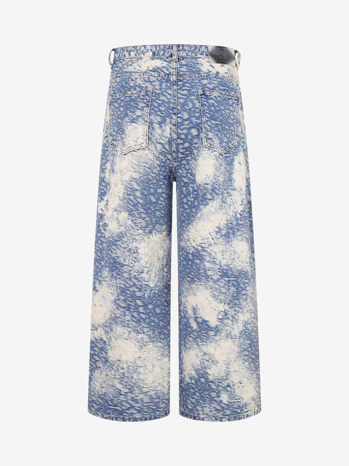 Cloud Texture Jacquard Effect Wide-Leg Jeans
