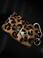Streetwear Star Emblem Leather&Leopard Keychain Card Holder