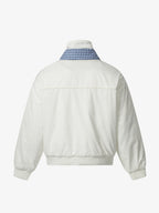 Retro Layered Look Plaid Collar Padded Jacket - 2579