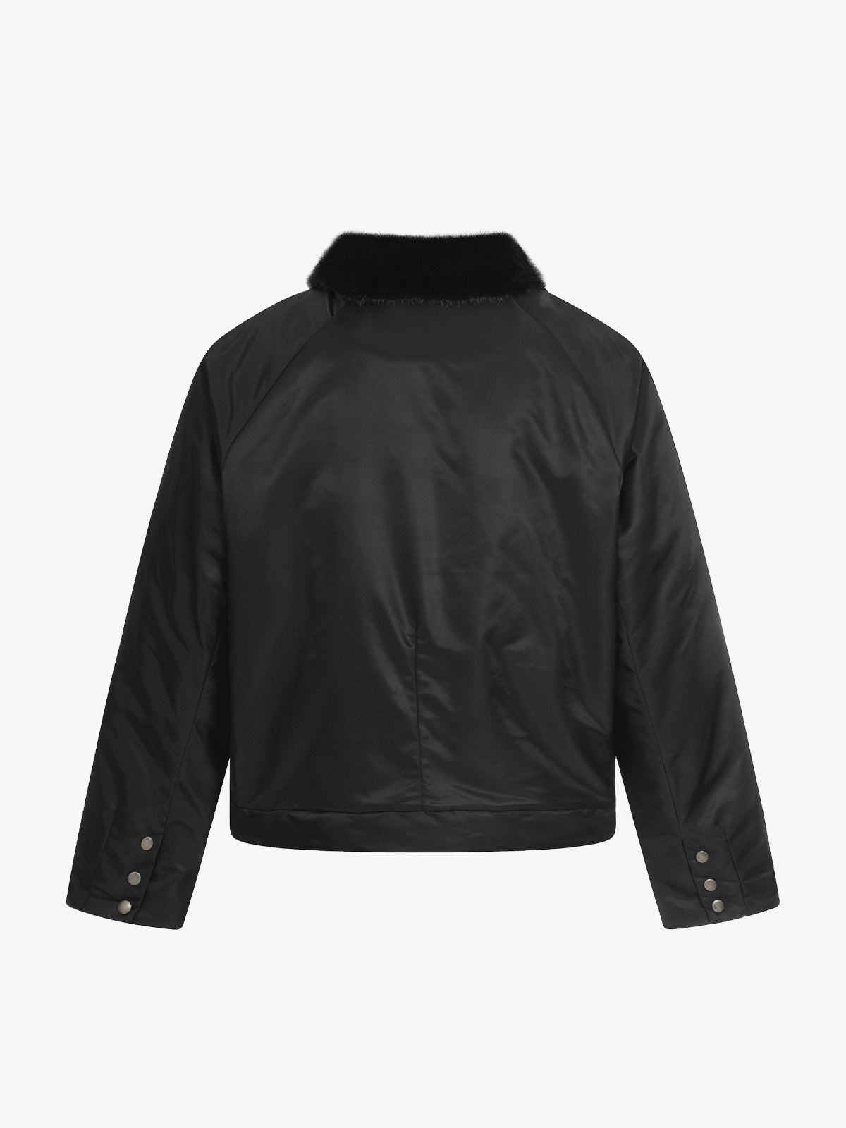 Deconstructed Patchwork Fur Collar Bomber Jacket