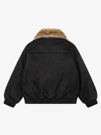 Vintage Distressed Deconstructed Faux Fur Collar Jacket