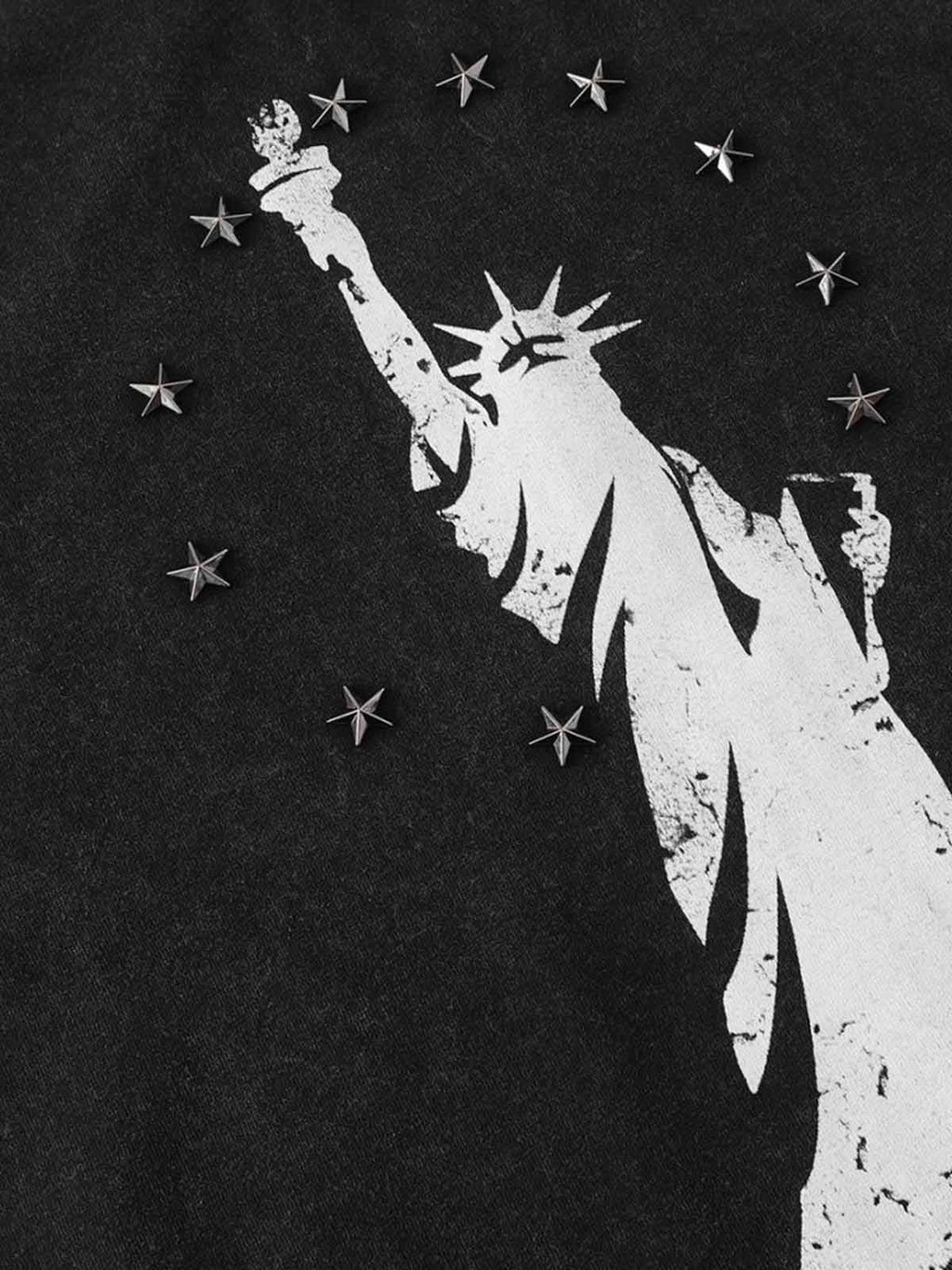 Statue of Liberty Print and Star Details T-Shirt