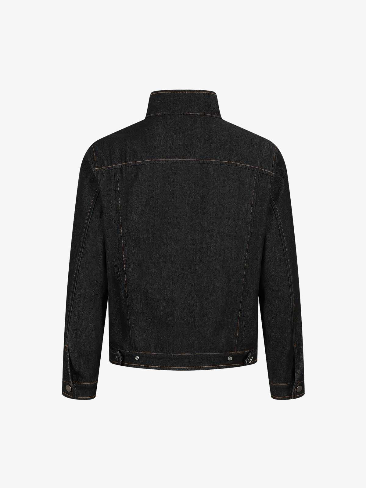 Stand Collar Clasp Detail Denim Jacket