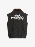 Vintage Leopard Print Fleece Zip Up Vest