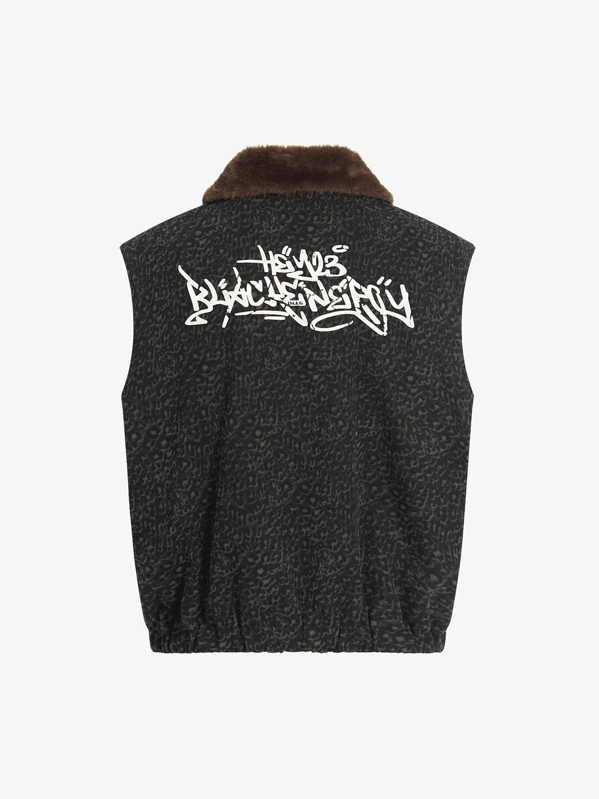 Vintage Leopard Print Fleece Zip Up Vest