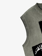 Ripped Graphic Patch Sleeveless Vest